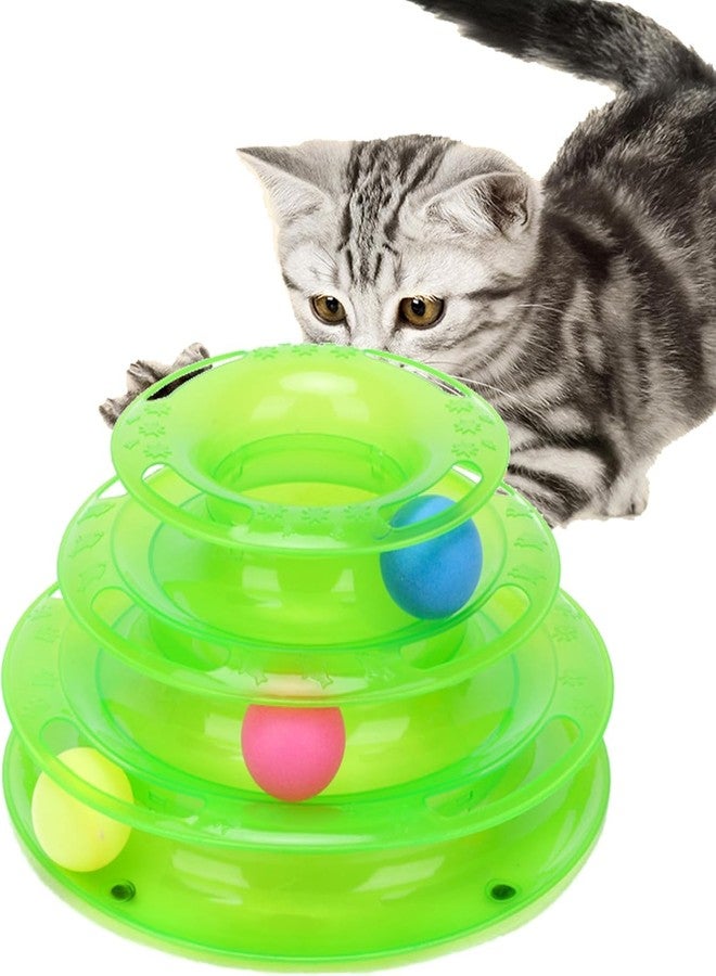 PET FUN 3 Layers Interactive Tower of Track Roller Pet Toy with Colorful Rolling Balls | Ideal for Solo or Group Play for Cats & Kittens | Turntable Puzzle Toy for Mental and Physical Exercise - Image 2